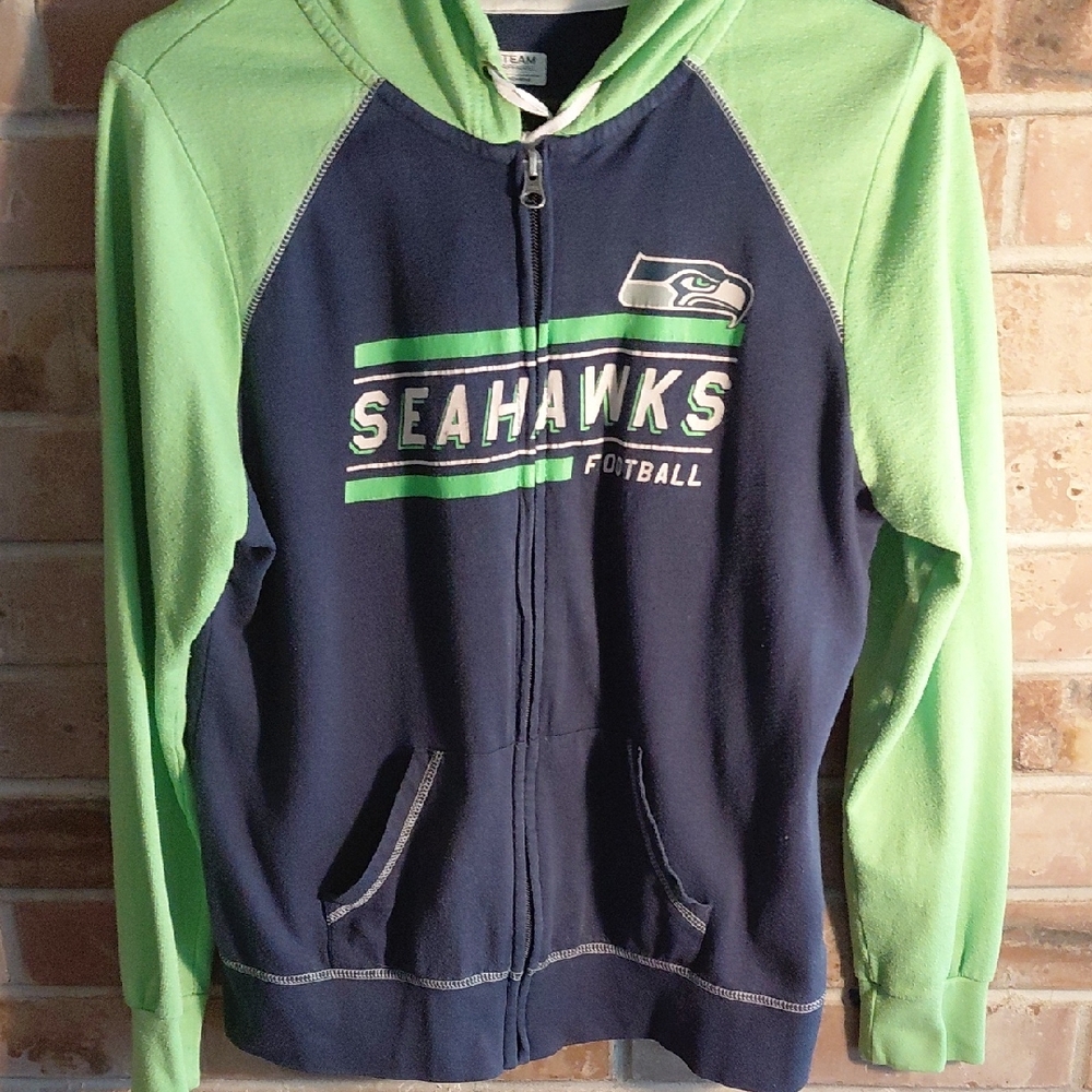 Seattle Seahawks Navy & Neon Green Zip Hoodie